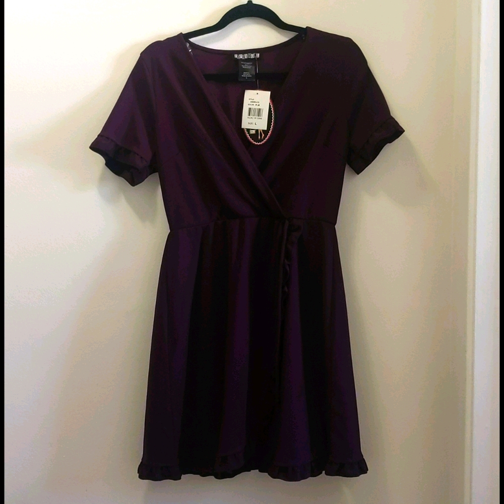 Purple faux wrap dress